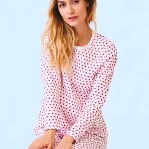 Roller Rabbit White Pajama Top with Pink Hearts